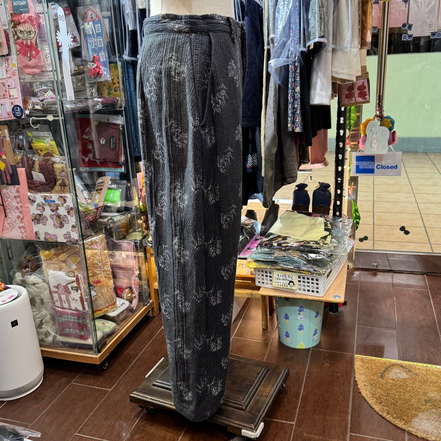 Sale- Qiri Prints Charcoal Pants,  made in Japan