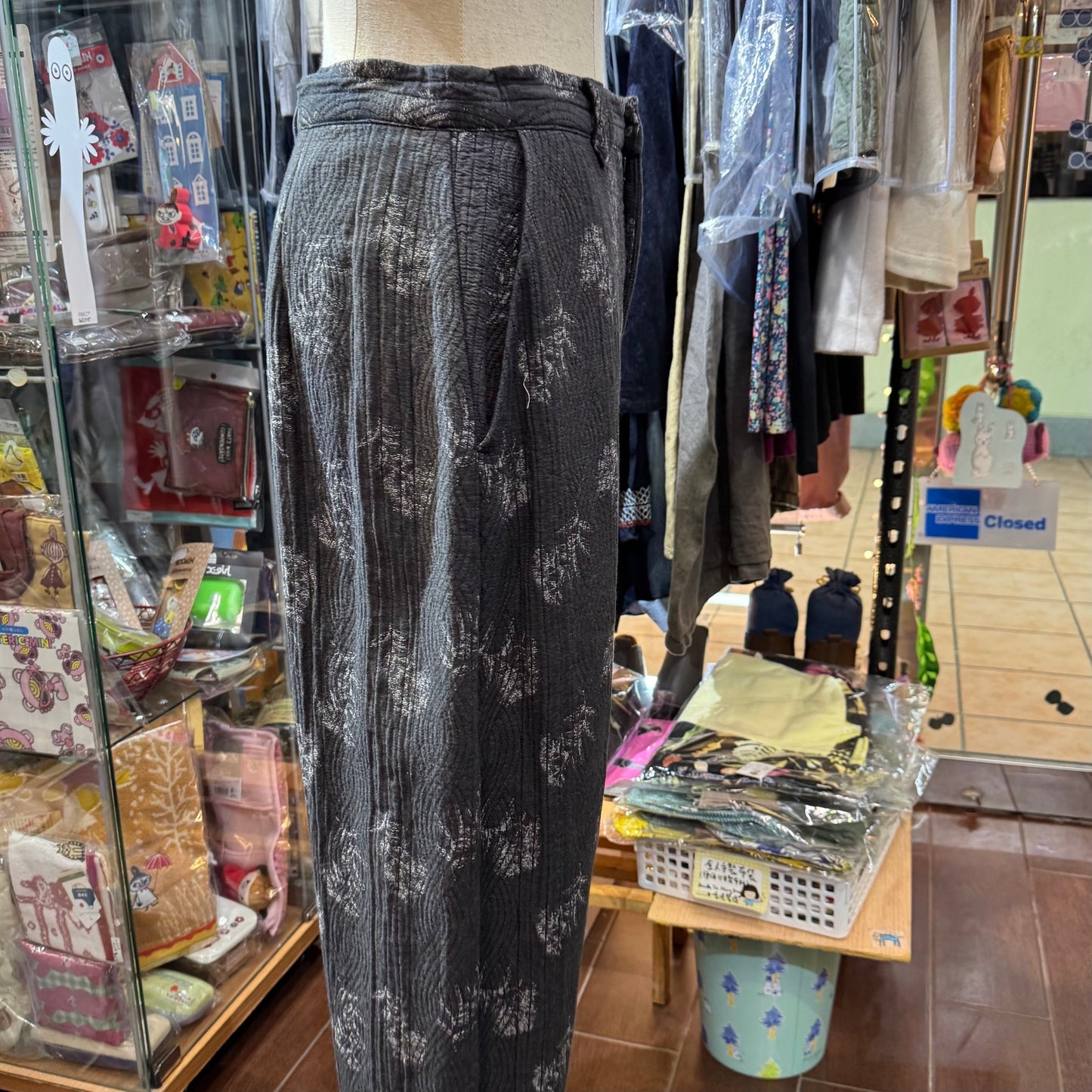 Sale- Qiri Prints Charcoal Pants,  made in Japan