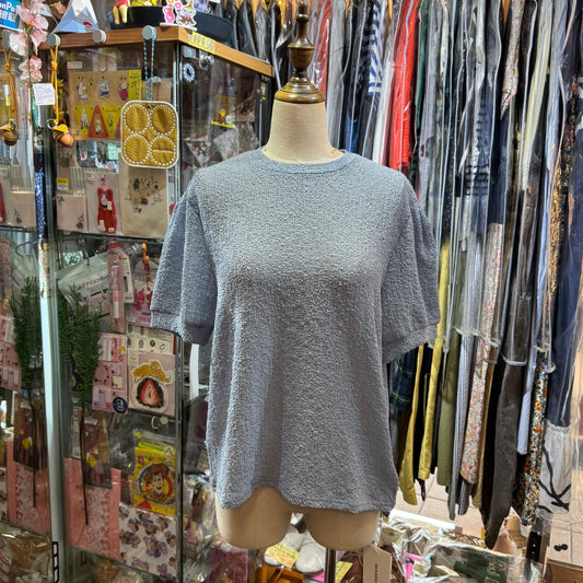 Midiumisolid Light Blue Top, made in Japan