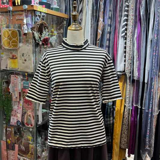 Sale- La Marine Française Striped Frill Collar Top