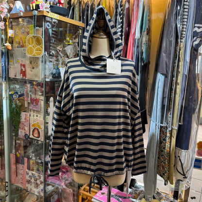 Denier Striped Hoodie Top, made in Japan