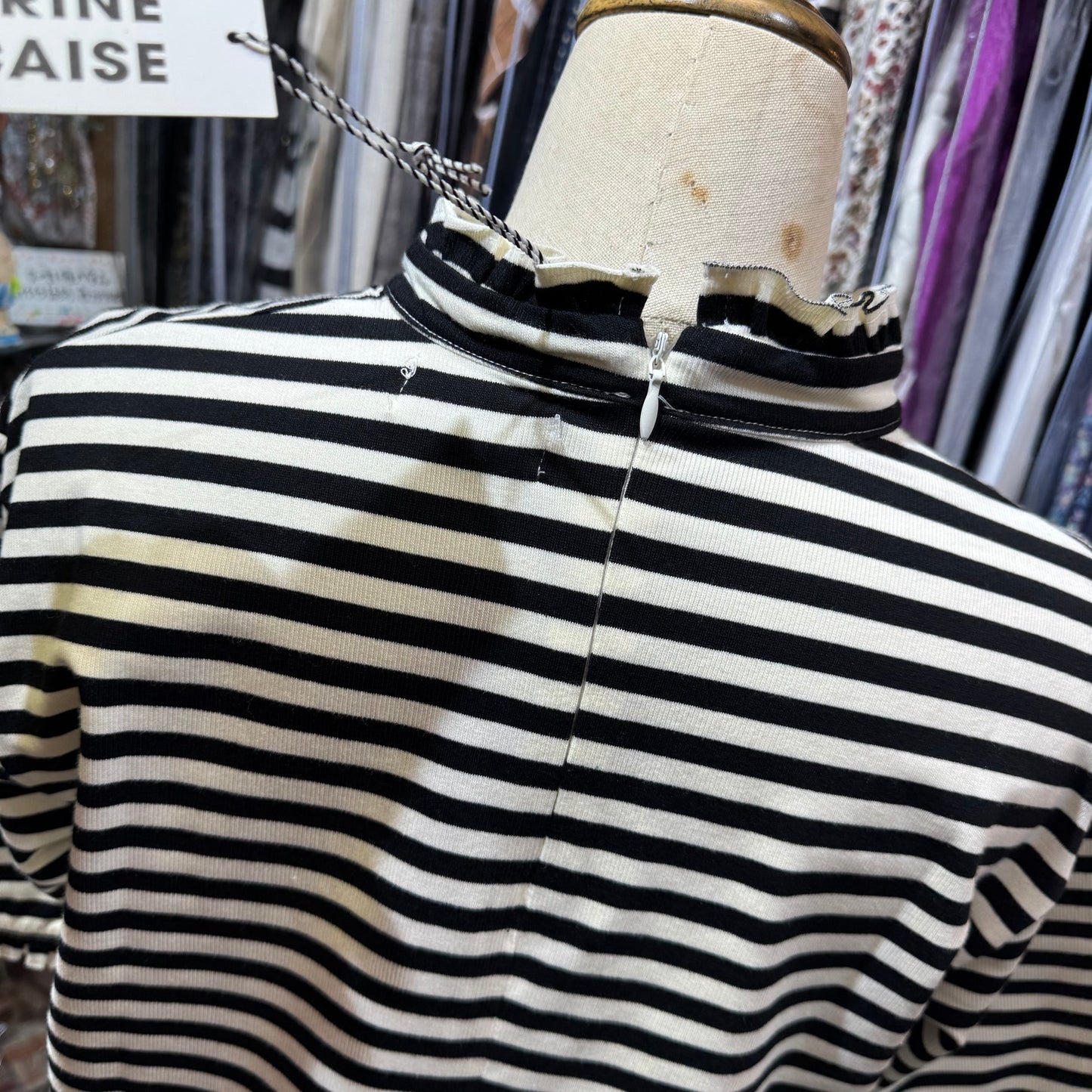 Sale- La Marine Française Striped Frill Collar Top