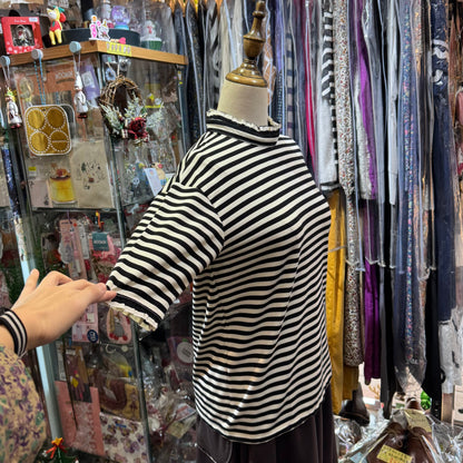 Sale- La Marine Française Striped Frill Collar Top