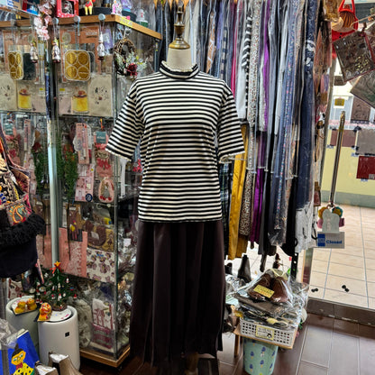 Sale- La Marine Française Striped Frill Collar Top