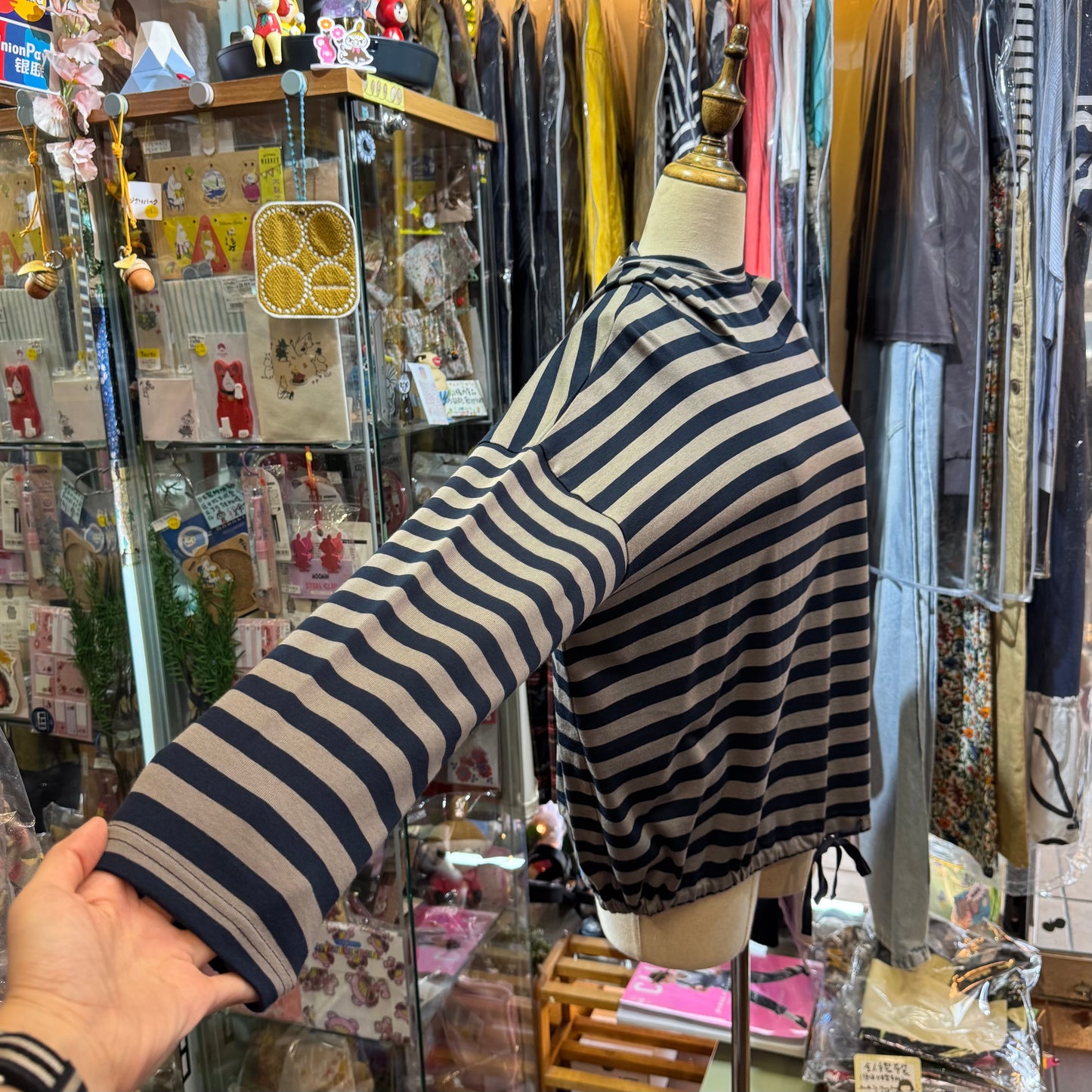 Denier Striped Hoodie Top, made in Japan