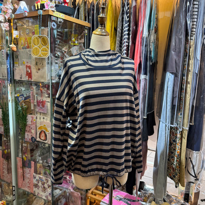 Denier Striped Hoodie Top, made in Japan