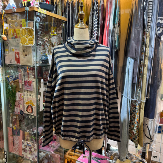 Denier Striped Hoodie Top, made in Japan