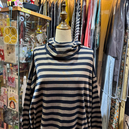 Denier Striped Hoodie Top, made in Japan