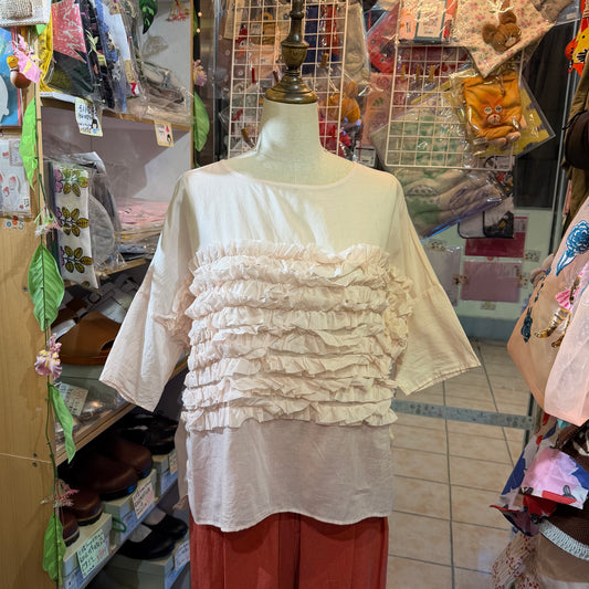 (G) Pink Frill Blouse, made in Japan