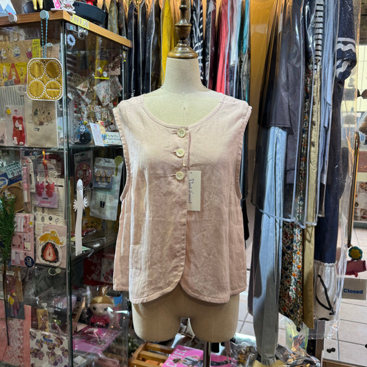 Vest d Ouest Linen Pink Vest Top, made in Japan