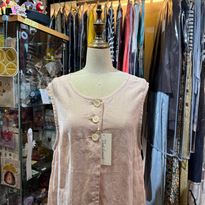 Vest d Ouest Linen Pink Vest Top, made in Japan