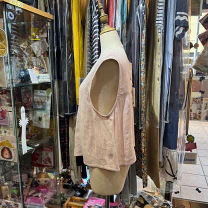 Vest d Ouest Linen Pink Vest Top, made in Japan