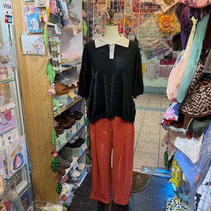 Ichi Black Cotton Knit Polo Shirt