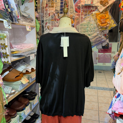 Ichi Black Cotton Knit Polo Shirt