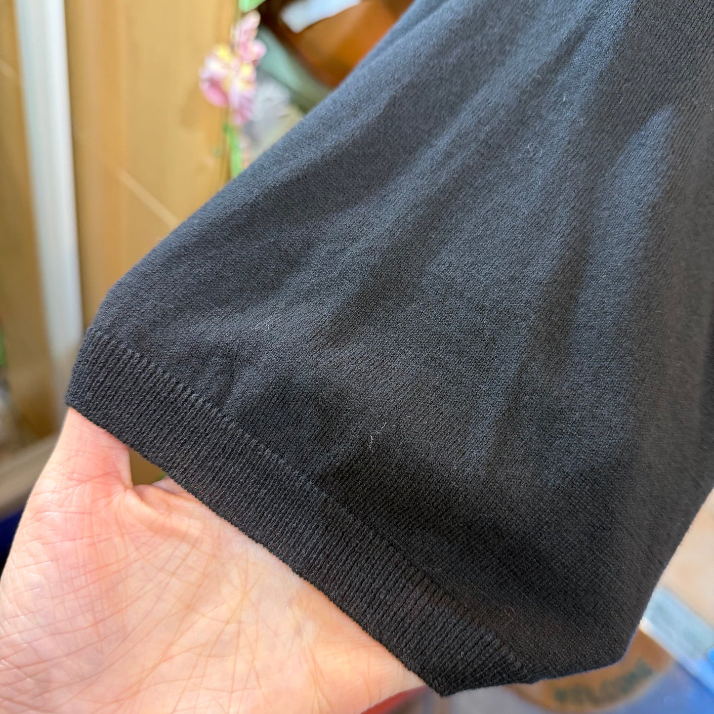 Ichi Black Cotton Knit Polo Shirt