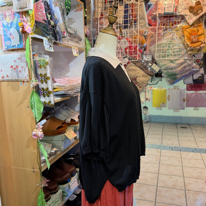 Ichi Black Cotton Knit Polo Shirt