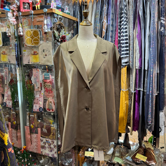EXTRA20- Midiumisolid Beige Top, Outer, made in Japan