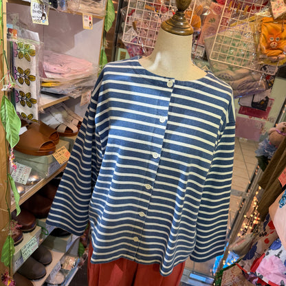 Ichi Antiquites Indigo Striped 2WAY Jacket, Top, made in Japan