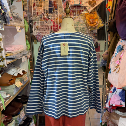 Ichi Antiquites Indigo Striped 2WAY Jacket, Top, made in Japan