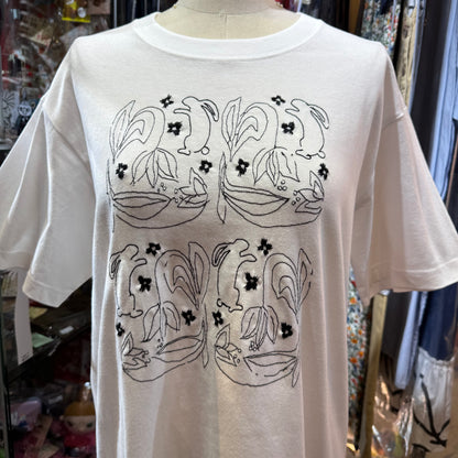 Haupia Rabbit EmbroideryT-shirt, 6 Colors, made in Japan