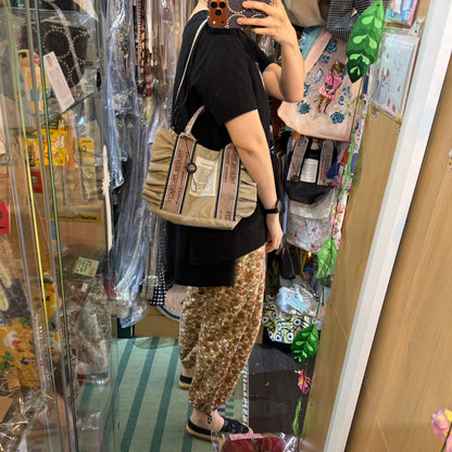 Theatre Products Nylon Tote "MISSISSIPPI" 2Way Beige Ribbon Bag-S