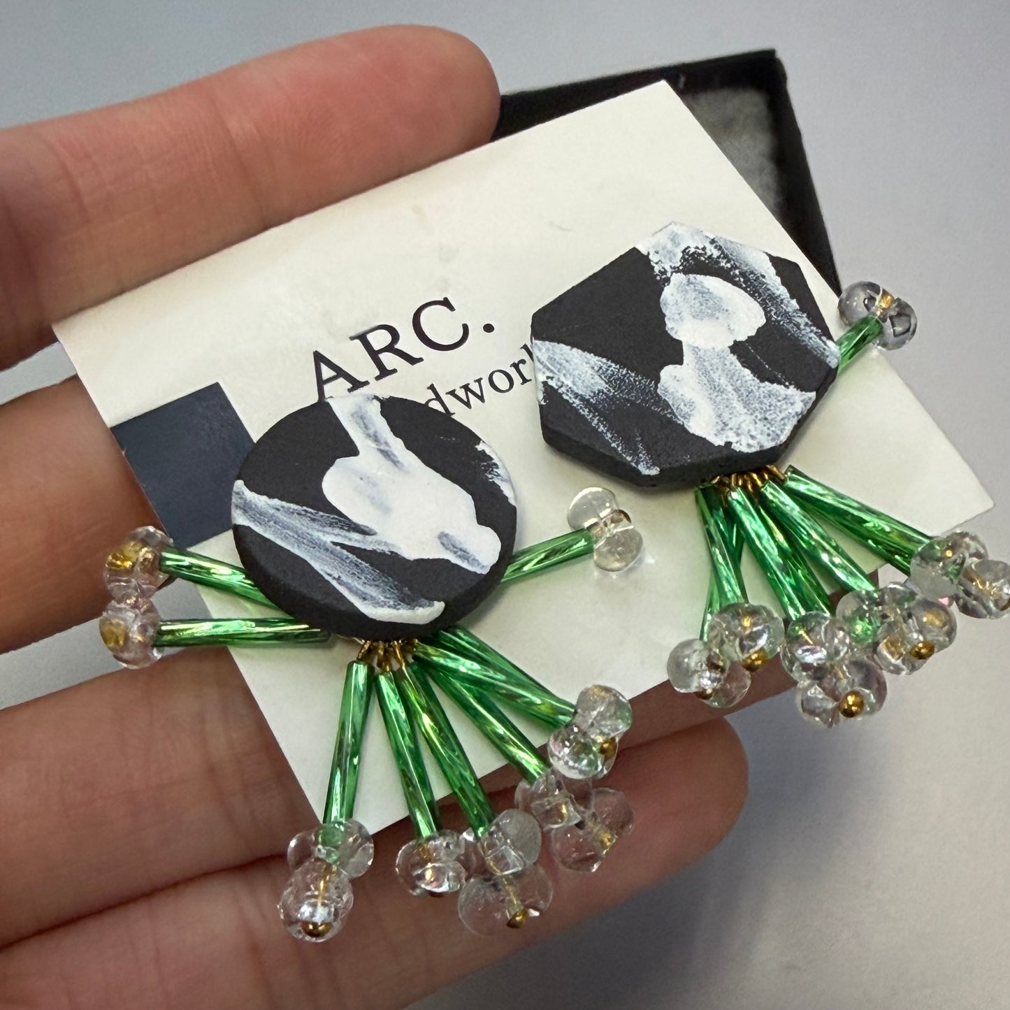 ARC Ceramic Earrings, handmade in Japan