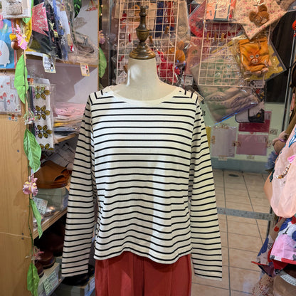 La marine Francaise White Striped T-shirt