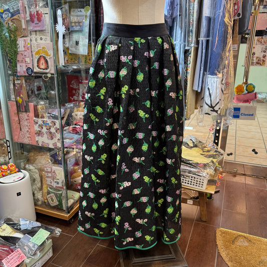 Kittle Black Flower Jacquard Skirt, made in Korea