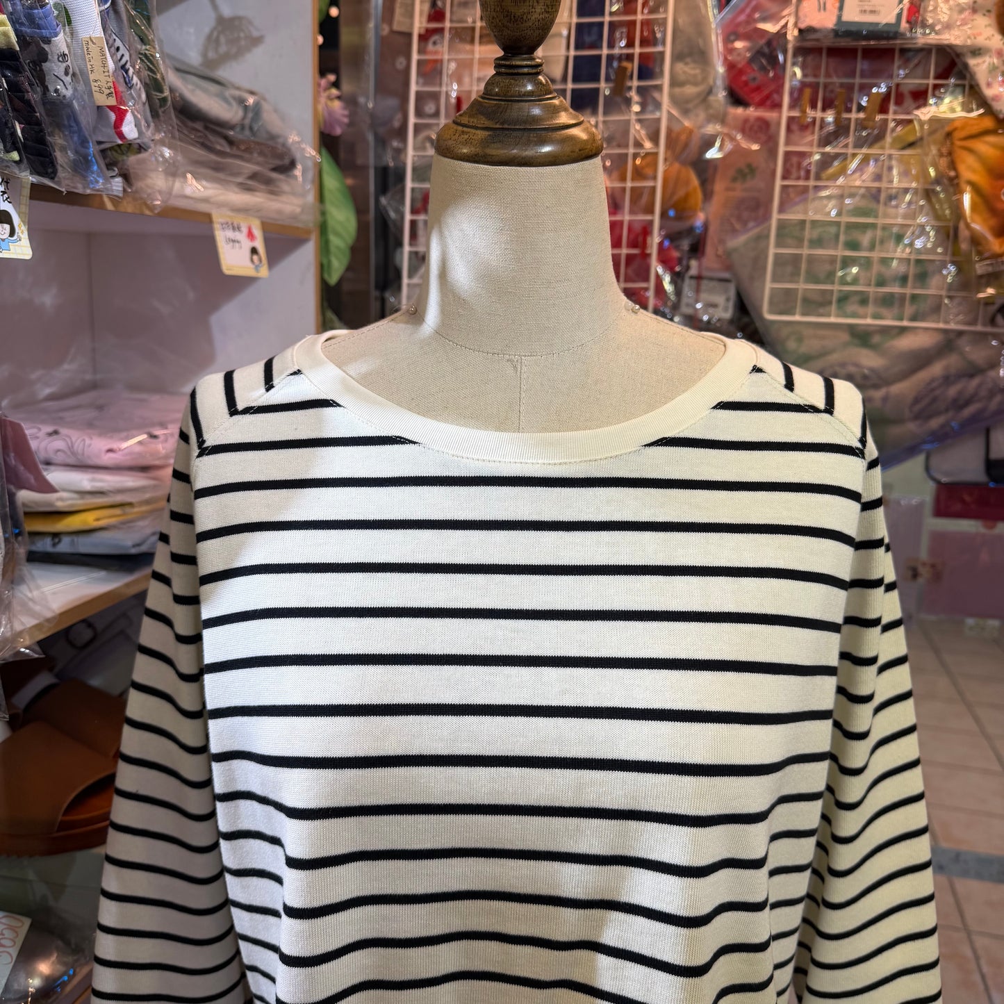 La marine Francaise White Striped T-shirt
