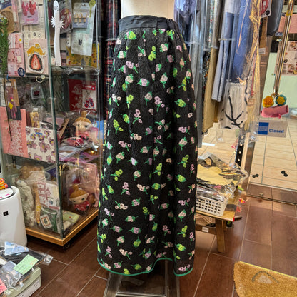 Kittle Black Flower Jacquard Skirt, made in Korea