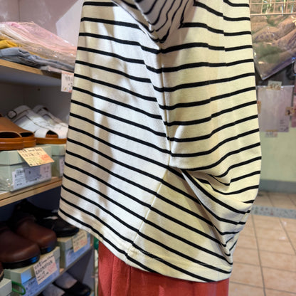 La marine Francaise White Striped T-shirt