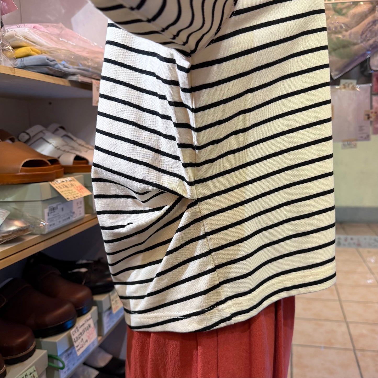 La marine Francaise White Striped T-shirt