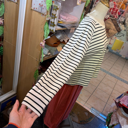 La marine Francaise White Striped T-shirt