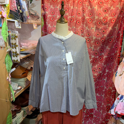 Nachukara Blue Striped Blouse, made in Japan