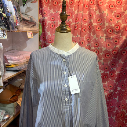 Nachukara Blue Striped Blouse, made in Japan