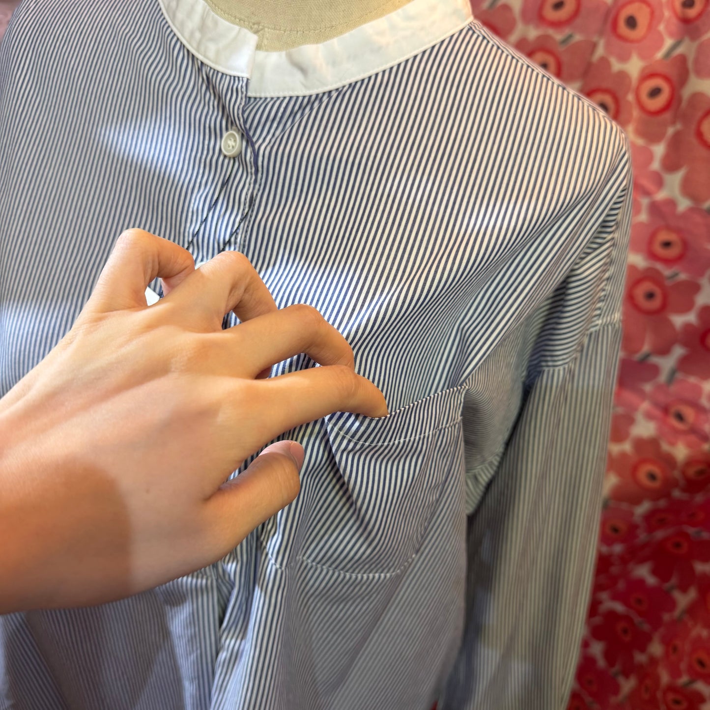Nachukara Blue Striped Blouse, made in Japan