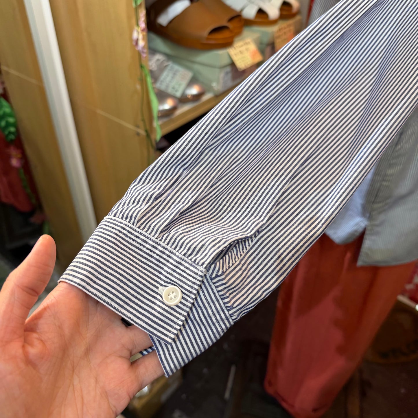 Nachukara Blue Striped Blouse, made in Japan