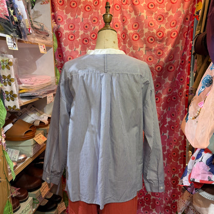 Nachukara Blue Striped Blouse, made in Japan