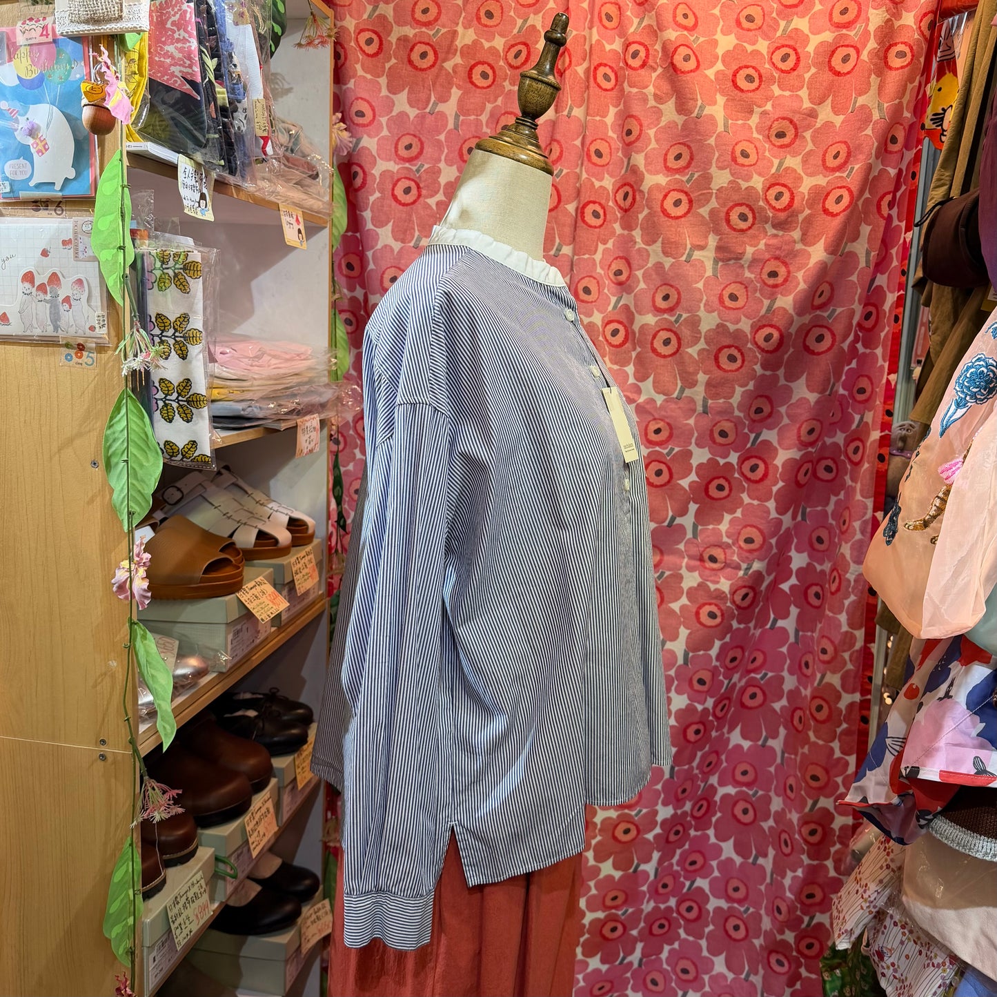 Nachukara Blue Striped Blouse, made in Japan