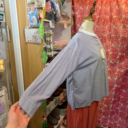 Nachukara Blue Striped Blouse, made in Japan