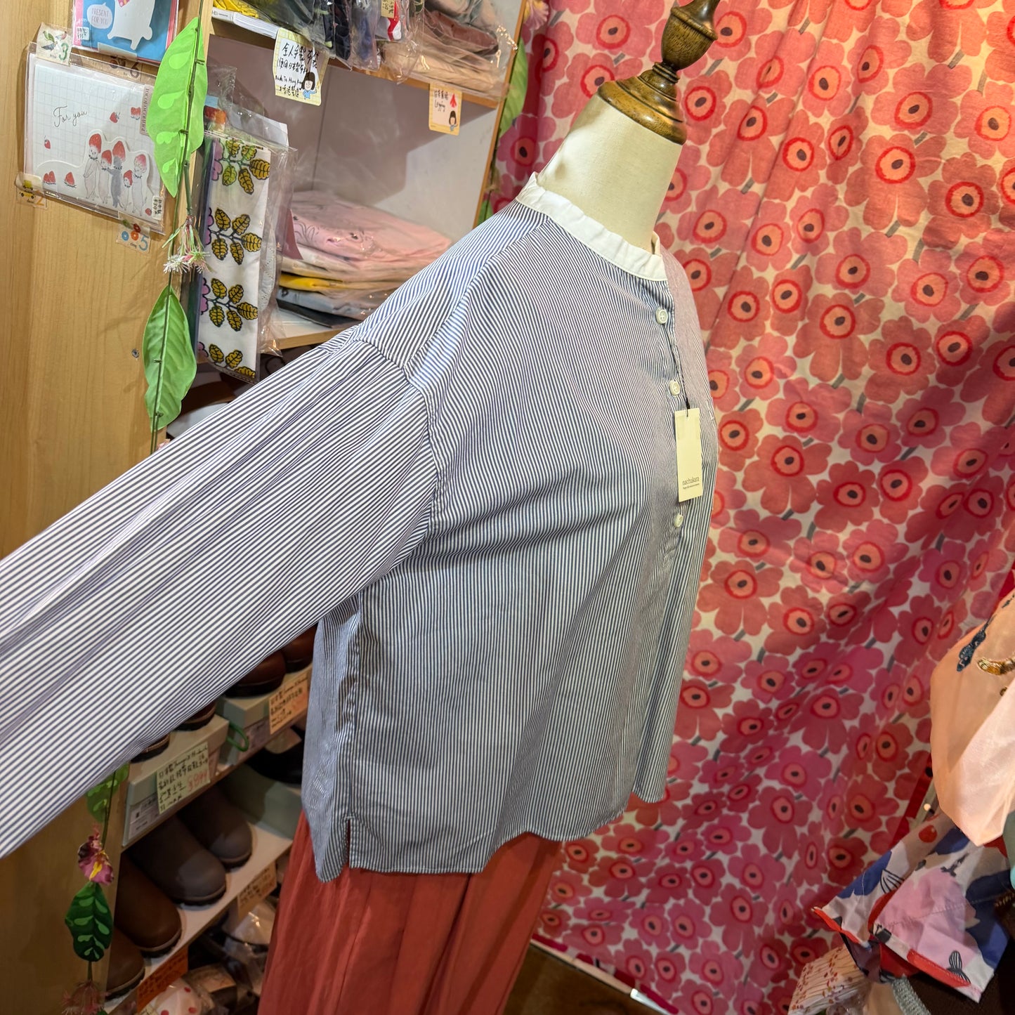 Nachukara Blue Striped Blouse, made in Japan