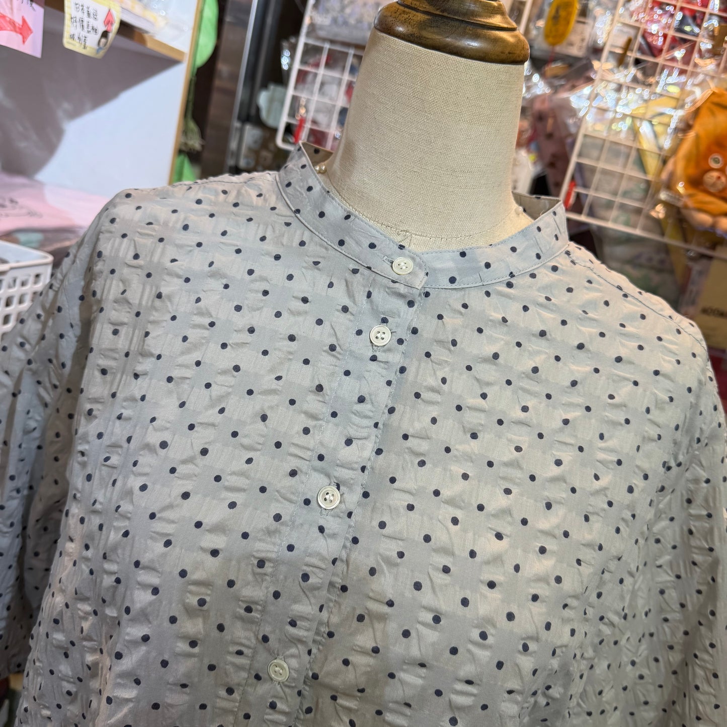 Nachukara Polka Grey Shirt, made in Japan