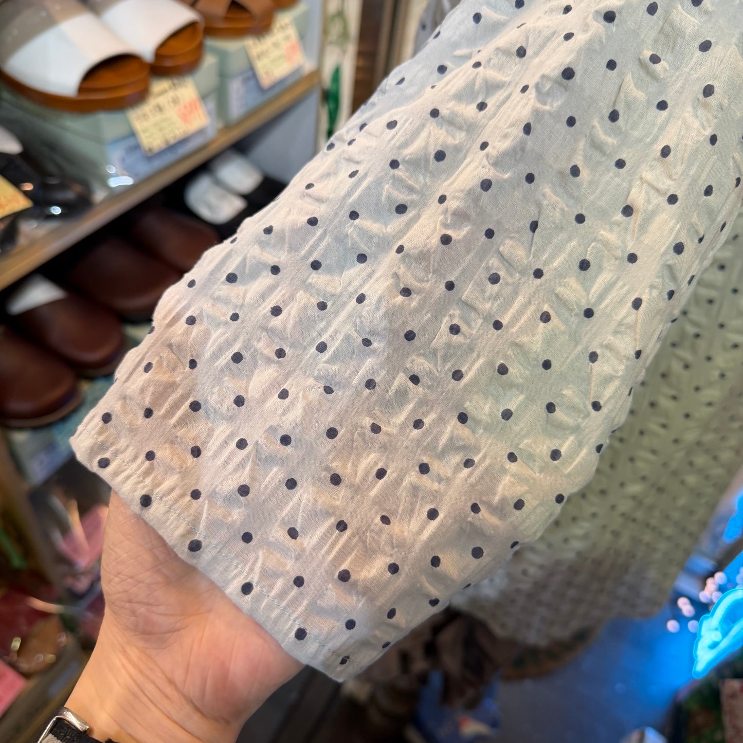 Nachukara Polka Grey Shirt, made in Japan