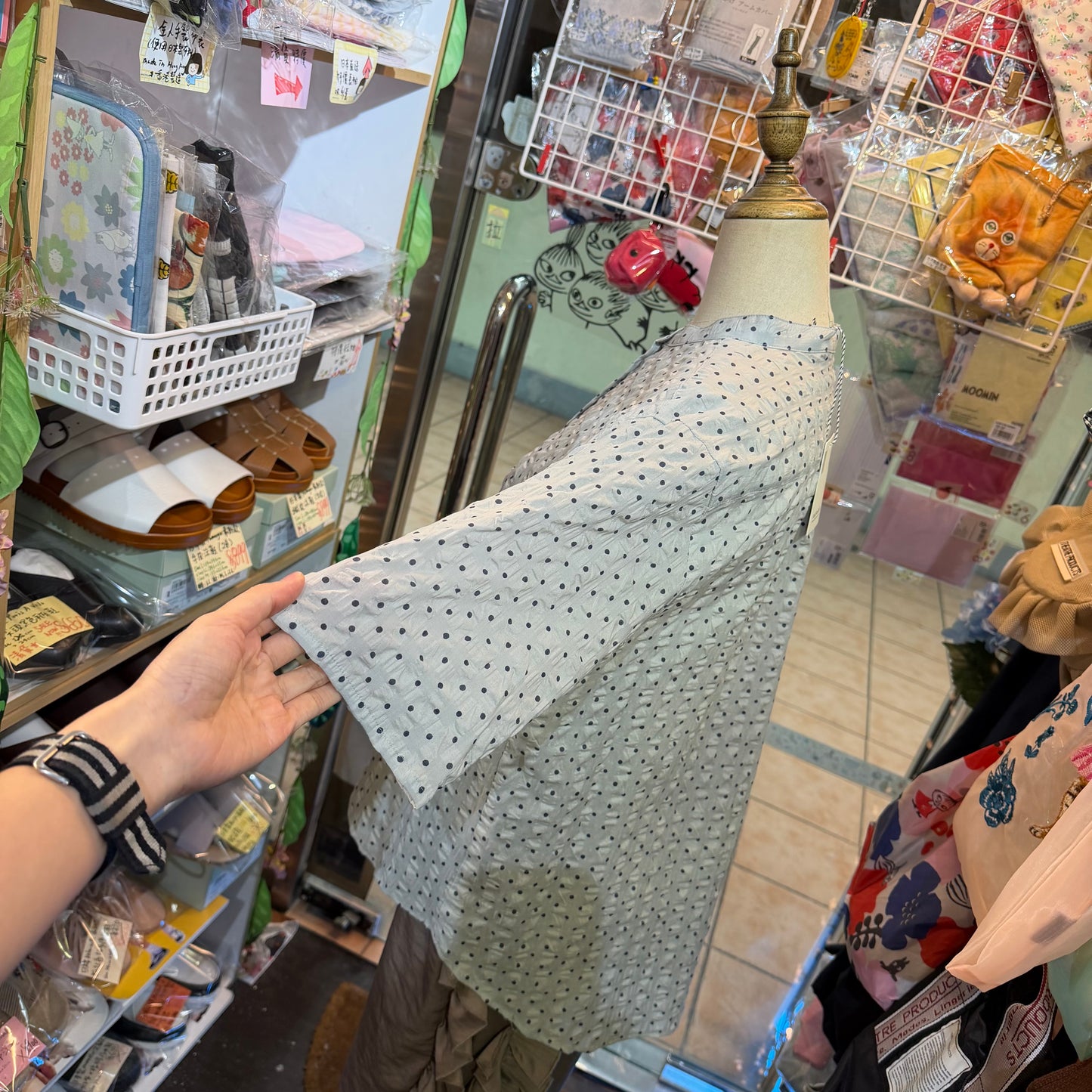 Nachukara Polka Grey Shirt, made in Japan