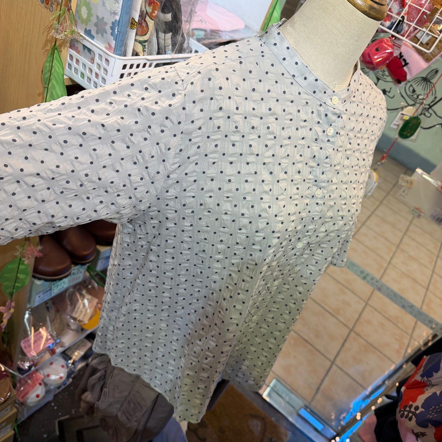 Nachukara Polka Grey Shirt, made in Japan