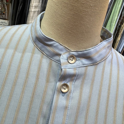 Siwaly Fluid Blue Striped Long Shirt, made in Japan