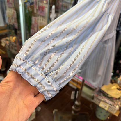 Siwaly Fluid Blue Striped Long Shirt, made in Japan