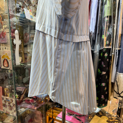 Siwaly Fluid Blue Striped Long Shirt, made in Japan