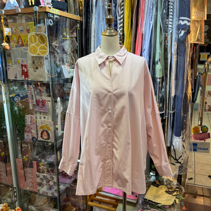 Midiumisolid Pink Long Shirt, made in Japan