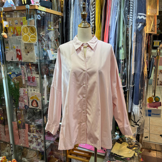 Midiumisolid Pink Long Shirt, made in Japan